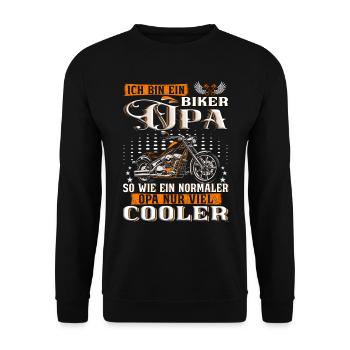 Ich bin ein Biker Opa so wie normaler - Unisex Pullover - Schwarz - Vorne - Alina (178cm) & Michal (187cm)