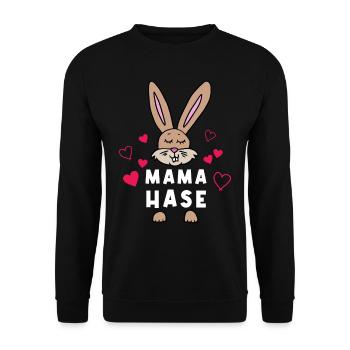 Mama Hase Ostern Geschenk Mutter Hasi Hasenohren - Unisex Pullover - Schwarz - Vorne - Alina (178cm) & Michal (187cm)