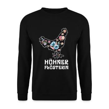 Hühner Flüsterin Huhn Hahn Landwirtin Hühnerstall - Unisex Pullover - Schwarz - Vorne - Alina (178cm) & Michal (187cm)