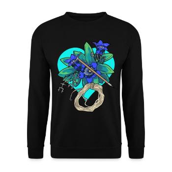 Heart Gentian Outdoor MountaineerIng Mountains Climbing - Unisex Sweatshirt - black - Front - Alina (178cm) & Michal (187cm)