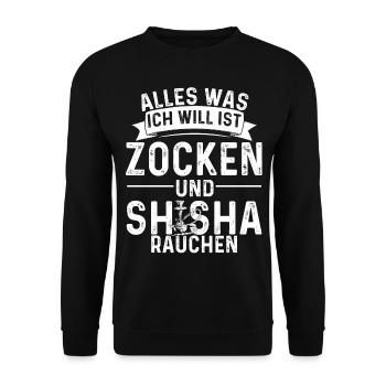 Shisha Zocken Kohle Gaming Wasserpfeife Hookah - Unisex Pullover - Schwarz - Vorne - Alina (178cm) & Michal (187cm)