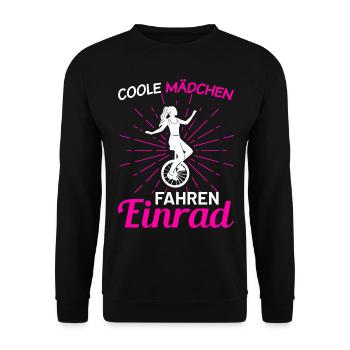 Coole Mädchen fahren Einrad - Unisex Pullover - Schwarz - Vorne - Alina (178cm) & Michal (187cm)
