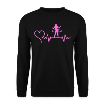 Hullern - Herzschlag EKG mein Herz Hullert - Unisex Pullover - Schwarz - Vorne - Alina (178cm) & Michal (187cm)