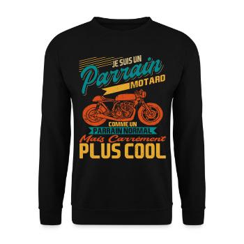 Je Suis Un Parrain Motard Comme Un Parrain Normal - Sweat-shirt Unisexe - noir - Devant - Alina (178cm) & Michal (187cm)