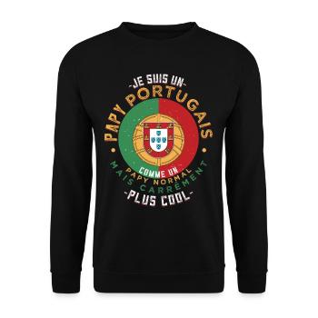 Je Suis Un Papy Portugais Comme Un Papy Normal - Sweat-shirt Unisexe - noir - Devant - Alina (178cm) & Michal (187cm)