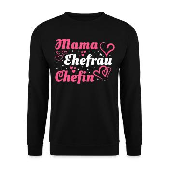 Maman Mère Épouse Chef - Sweat-shirt Unisexe - noir - Devant - Alina (178cm) & Michal (187cm)