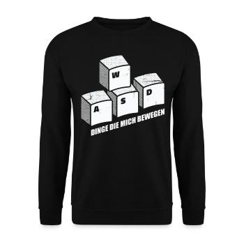 PC Gamer Gaming WASD lustige Geschenkidee - Unisex Pullover - Schwarz - Vorne - Alina (178cm) & Michal (187cm)