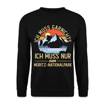 Ich muss nur zum Müritz Nationalpark - Unisex Pullover - Schwarz - Vorne - Alina (178cm) & Michal (187cm)