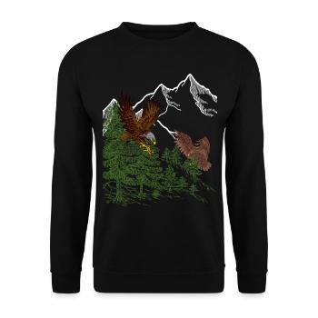 Eagle imprint predator bird eagle motif mountain - Unisex Sweatshirt - black - Front - Alina (178cm) & Michal (187cm)