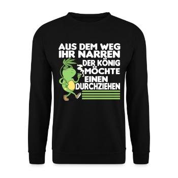 Cannabis Weed Kiffer Geschenk - Unisex Pullover - Schwarz - Vorne - Alina (178cm) & Michal (187cm)