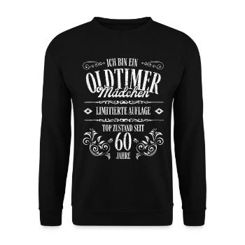 60. Geburtstag 60 Jahre 1961 Geschenk - Unisex Pullover - Schwarz - Vorne - Alina (178cm) & Michal (187cm)