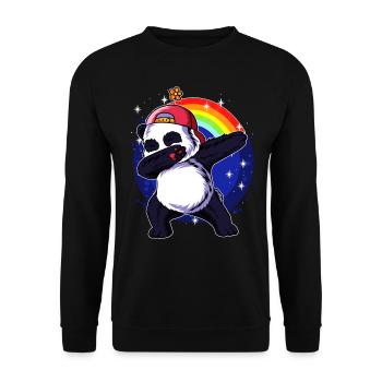 Dabbing Panda Dab Pandabär Tanzen Geschenk - Unisex Pullover - Schwarz - Vorne - Alina (178cm) & Michal (187cm)