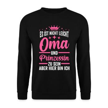 Oma Prinzessin - Unisex Pullover - Schwarz - Vorne - Alina (178cm) & Michal (187cm)