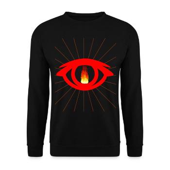 Auge Satan Teufel teuflisch Flamme satanisch - Unisex Pullover - Schwarz - Vorne - Alina (178cm) & Michal (187cm)