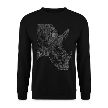 rhinocéros Afrique animal motif animal motif visage animal - Sweat-shirt Unisexe - noir - Devant - Alina (178cm) & Michal (187cm)