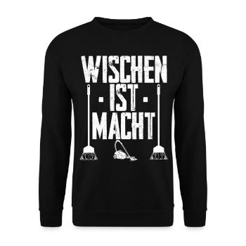 Reinigungsfachkraft Wischen ist Macht Putzfrau - Unisex Pullover - Schwarz - Vorne - Alina (178cm) & Michal (187cm)