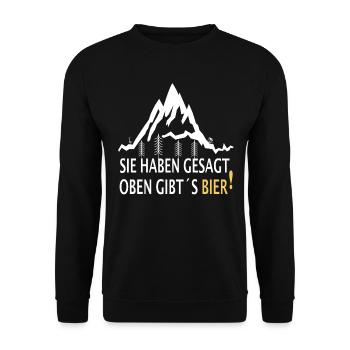 Outdoor Trekking Berg Wandern Bier Spruch - Unisex Pullover - Schwarz - Vorne - Alina (178cm) & Michal (187cm)