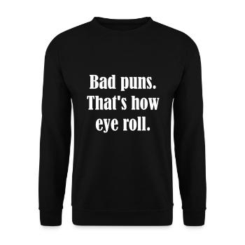Humor Lustige Sprüche Witzig Wortspiel Geschenk - Unisex Pullover - Schwarz - Vorne - Alina (178cm) & Michal (187cm)