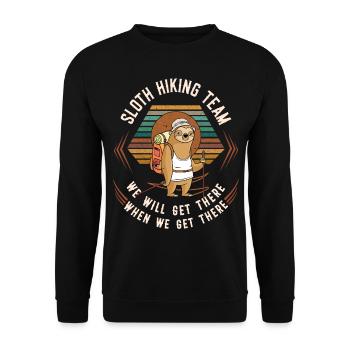 funny Sloth Hiking Team We Will Get - Unisex Sweatshirt - black - Front - Alina (178cm) & Michal (187cm)
