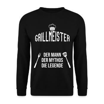 Grillmeister Bbq Grillen Geschenkidee - Unisex Pullover - Schwarz - Vorne - Alina (178cm) & Michal (187cm)
