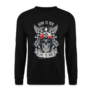 Motorrad Motorrad Sprüche Biker Motorradfahrer - Unisex Pullover - Schwarz - Vorne - Alina (178cm) & Michal (187cm)