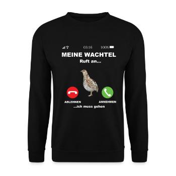 Wachtel Wachtelzüchter Rebhuhn Wachtelhenne - Unisex Pullover - Schwarz - Vorne - Alina (178cm) & Michal (187cm)