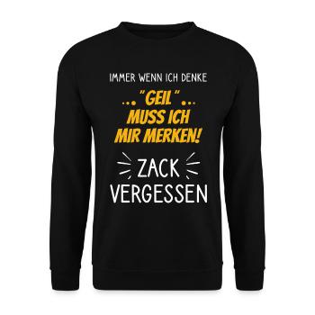 Geil muss ich mir merken - Zack vergessen - Unisex Pullover - Schwarz - Vorne - Alina (178cm) & Michal (187cm)