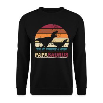 Papa Saurus Dinosaures Familles Dino Papasaurus - Sweat-shirt Unisexe - noir - Devant - Alina (178cm) & Michal (187cm)