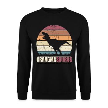 Grandma Saurus Dinosaure Grandmasaurus Grandma Dino - Sweat-shirt Unisexe - noir - Devant - Alina (178cm) & Michal (187cm)