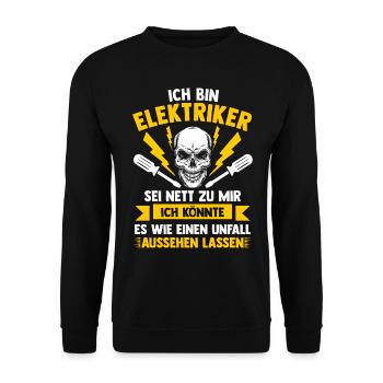 Elektriker Tshirt Handwerker Werkzeug Volt Watt - Unisex Pullover - Schwarz - Vorne - Alina (178cm) & Michal (187cm)