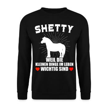 Shetlandpony Pferde Reiten Pony Geschenkidee - Unisex Pullover - Schwarz - Vorne - Alina (178cm) & Michal (187cm)