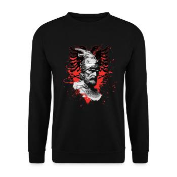 Albanischer Adler Kosovo Designs für Albaner - Unisex Pullover - Schwarz - Vorne - Alina (178cm) & Michal (187cm)