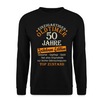 50 Geburtstag 50 Jahre 50er Geschenk 50. - Unisex Pullover - Schwarz - Vorne - Alina (178cm) & Michal (187cm)