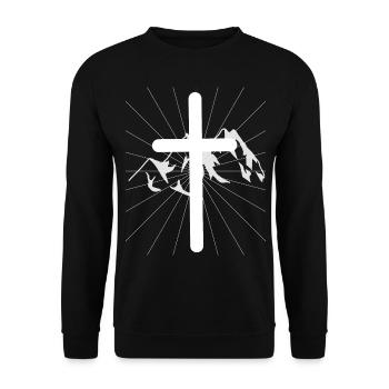 Cross Jesus Mountain Summit Nature Mountains God Gift - Unisex Sweatshirt - black - Front - Alina (178cm) & Michal (187cm)