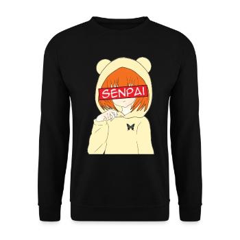 Anime Senpai Anime Fans Anime Style Anime Outfit - Unisex Sweatshirt - black - Front - Alina (178cm) & Michal (187cm)