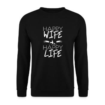 Happy wife Happy life Pilates - Unisex Pullover - Schwarz - Vorne - Alina (178cm) & Michal (187cm)