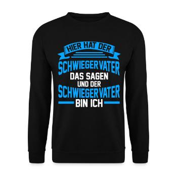 Schwiegerpapa Schwiegervater - Unisex Pullover - Schwarz - Vorne - Alina (178cm) & Michal (187cm)