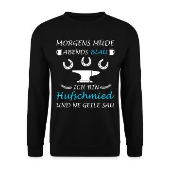 Hufschmied Pferdeschmiede Schmied Lustig - Unisex Pullover - Schwarz - Vorne - Alina (178cm) & Michal (187cm)