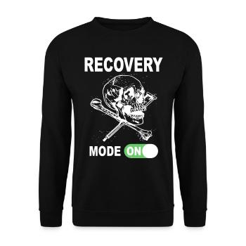 Recovery Mode On - Skull with crutches - Unisex Sweatshirt - black - Front - Alina (178cm) & Michal (187cm)