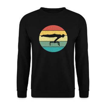 Retro Vintage Calisthenics Calisthenics Planche - Unisex Pullover - Schwarz - Vorne - Alina (178cm) & Michal (187cm)