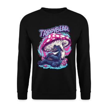 Magic Mushrooms Psychedelic Funny Trippybear - Unisex Sweatshirt - black - Front - Alina (178cm) & Michal (187cm)