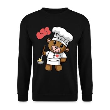 Teddybär Sterne Koch kochen Gourmet Küche - Unisex Pullover - Schwarz - Vorne - Alina (178cm) & Michal (187cm)