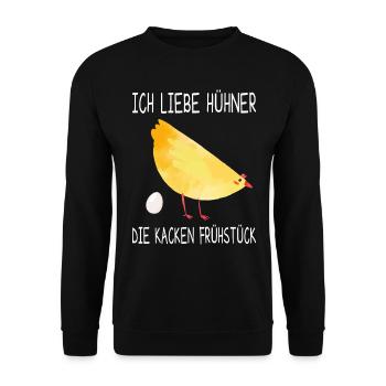 Ich Liebe Hühner Die Kacken Frühstück Hühner Eier - Unisex Pullover - Schwarz - Vorne - Alina (178cm) & Michal (187cm)