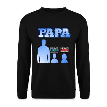 Vater 2 Kinder Sohn Tochter Vatertag Geschenk - Unisex Pullover - Schwarz - Vorne - Alina (178cm) & Michal (187cm)