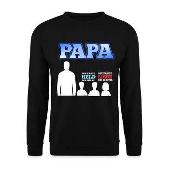 Vater 3 Kinder Sohn Tochter Vatertag Geschenk - Unisex Pullover - Schwarz - Vorne - Alina (178cm) & Michal (187cm)