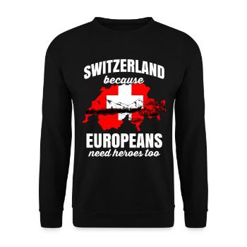 Switzerland Flag Swiss German Bern Zurich Alps - Unisex Sweatshirt - black - Front - Alina (178cm) & Michal (187cm)