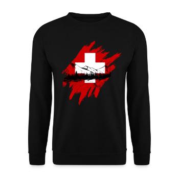 Schweiz Tshirt Flagge Switzerland Zürich Bern - Unisex Pullover - Schwarz - Vorne - Alina (178cm) & Michal (187cm)