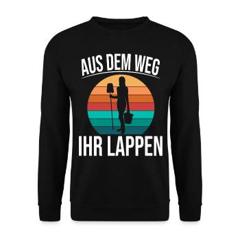 Putzfrau Aus dem Weg ihr Lappen Reinigungskraft - Unisex Pullover - Schwarz - Vorne - Alina (178cm) & Michal (187cm)