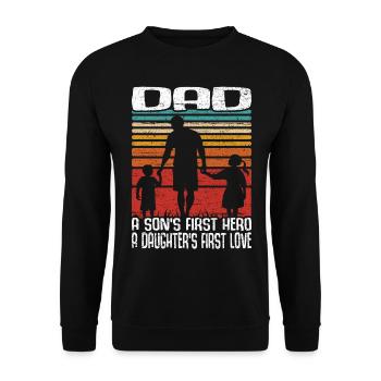 Vintage Vatertag Retro Vater Papa Erste Liebe Held - Unisex Pullover - Schwarz - Vorne - Alina (178cm) & Michal (187cm)