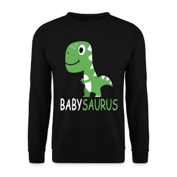 BébéSaure - Bébé Saurus - Bébé dinosaure - Sweat-shirt Unisexe - noir - Devant - Alina (178cm) & Michal (187cm)